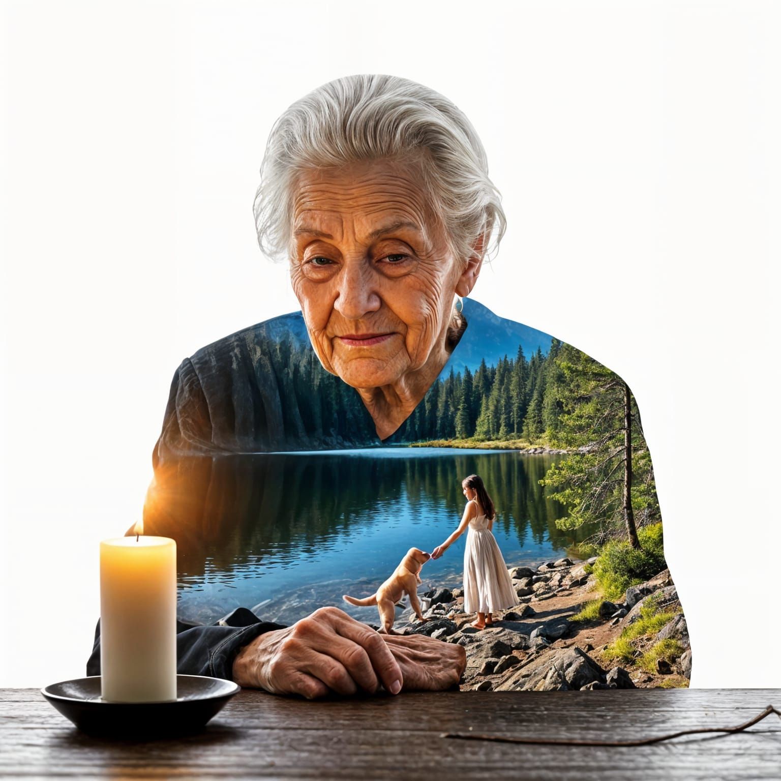 Ethereal Double Exposure: Contrasting Ages in a Dreamlike Sc...