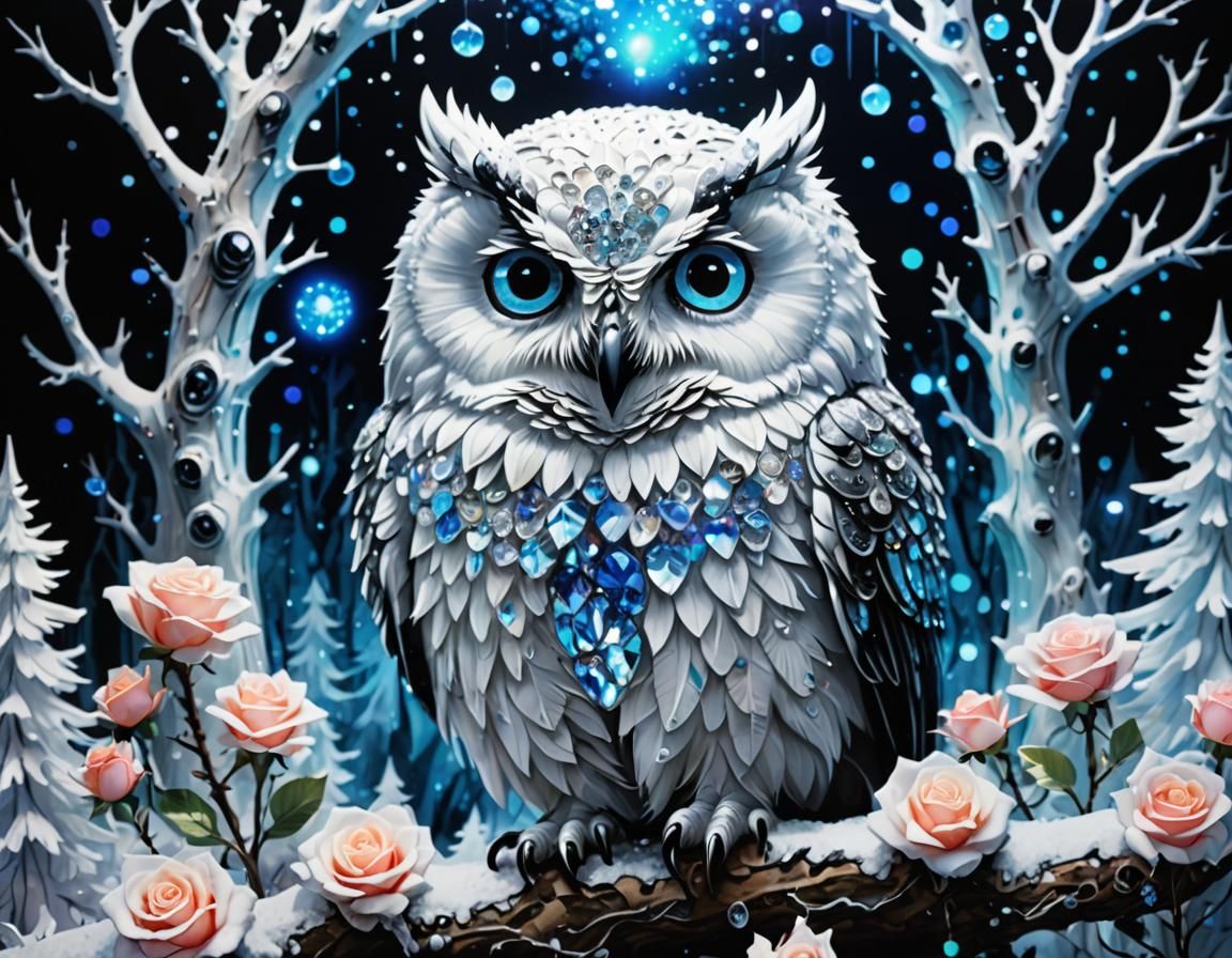 Neon Crystal Geode in Holographic Watercolour