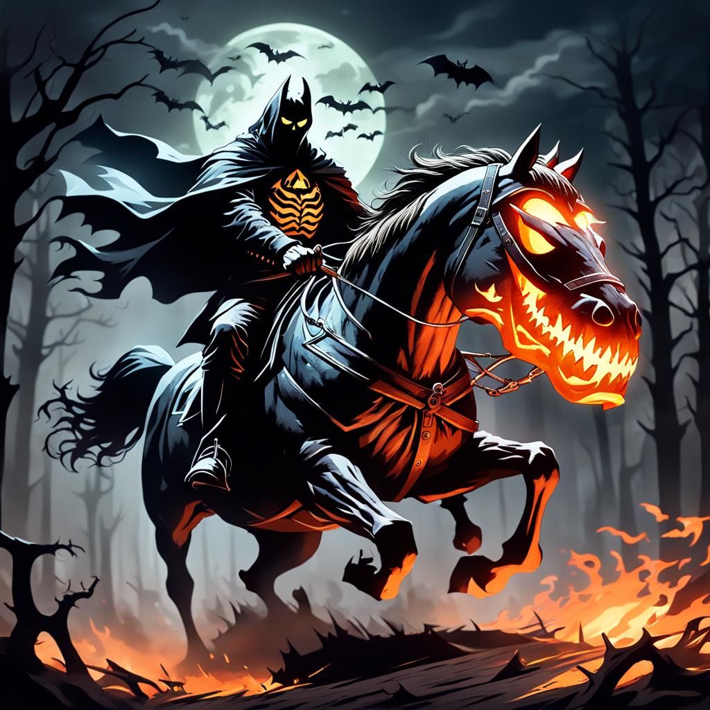 Headless Horseman Rides with Fiery Jack-o'-Lantern