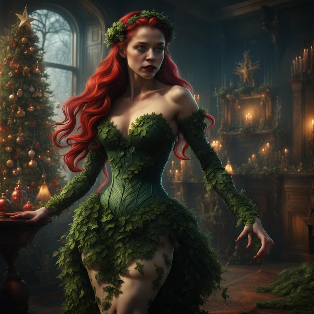 Christmas Poison Ivy Dancing: Digital Matte Painting