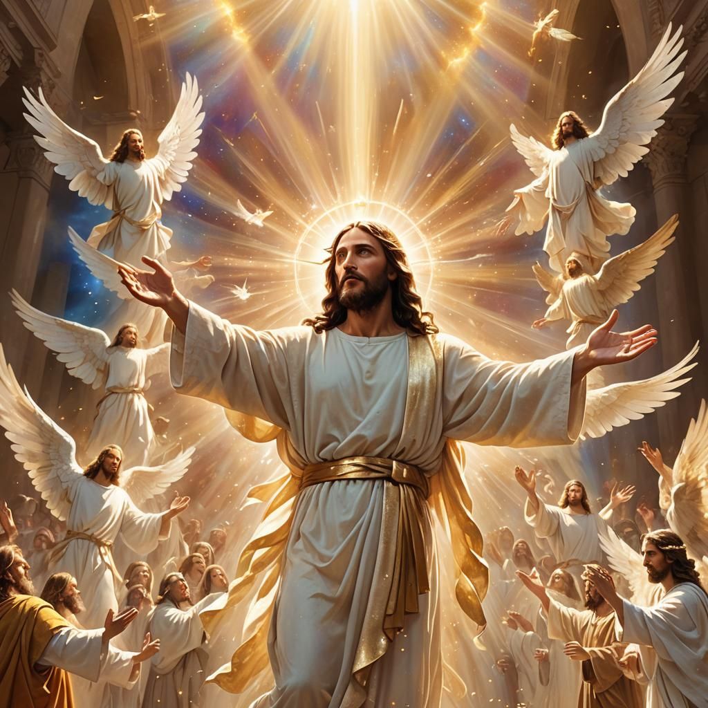 Jesus Christ with Angels in Ethereal Digital Art