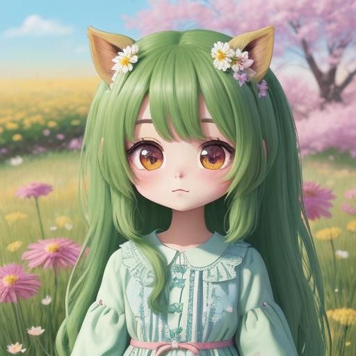 Cute Foal in Sunny Meadow: Manga Style Digital Art