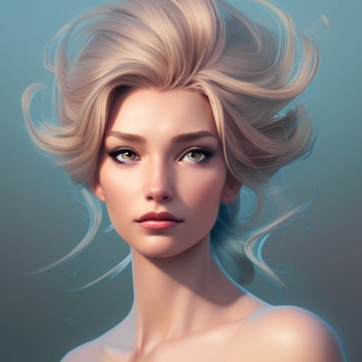 Detailed Elsa Portrait in Art Nouveau Style
