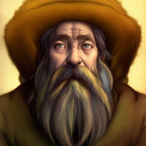 Old Dwarf Wizard with Hat