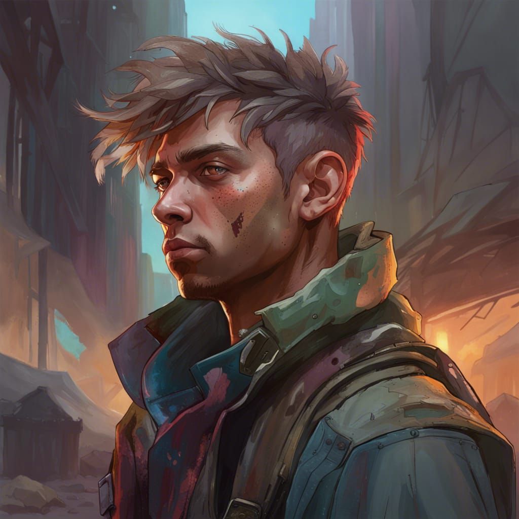 Post-Apocalyptic Man: Hyperdetailed Portrait