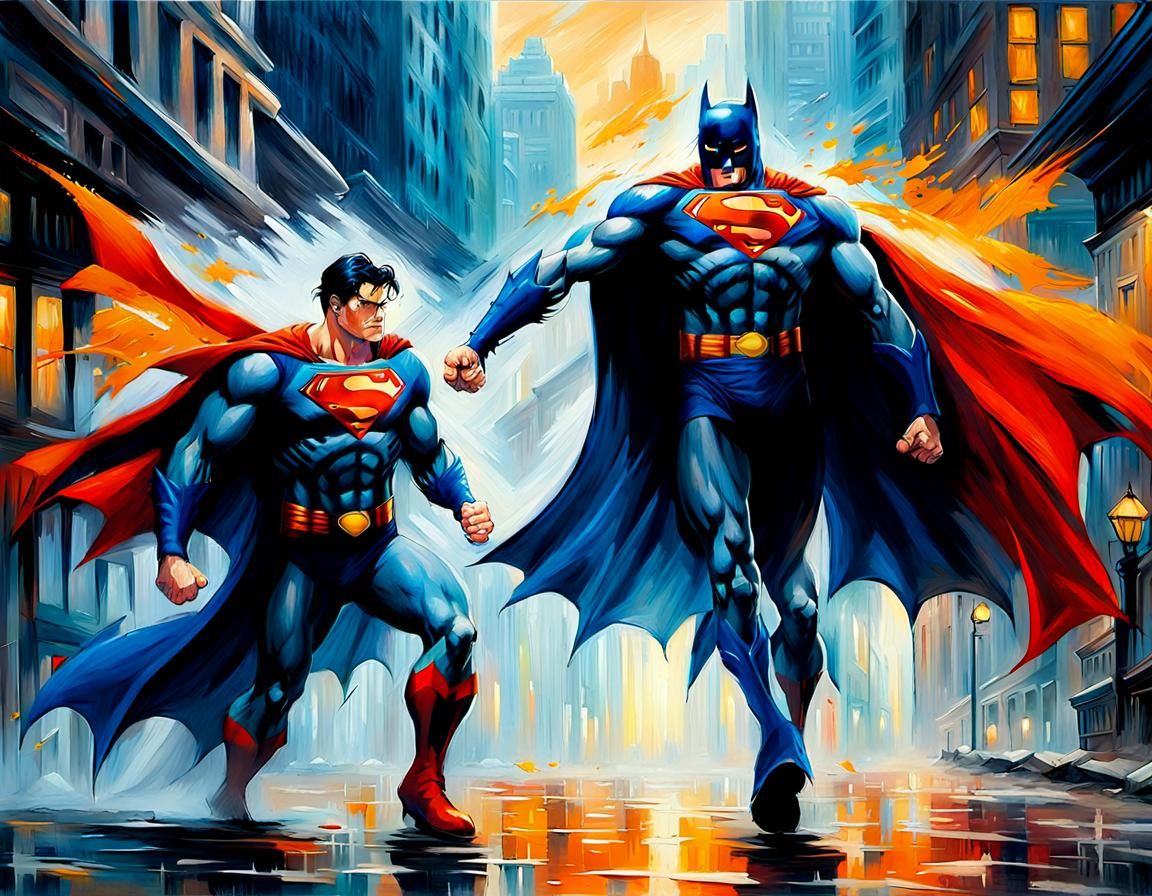 Superman and Batman: An Impressionist Battle in Gotham