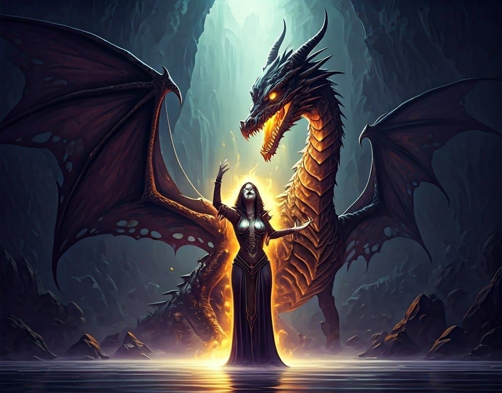 Dark Fantasy Dragon Summoning Art in 8K Resolution