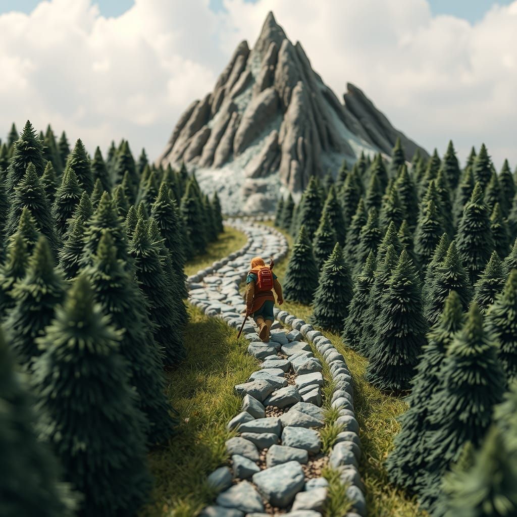 Dragon quest claymation hero journey traveling on A winding ...