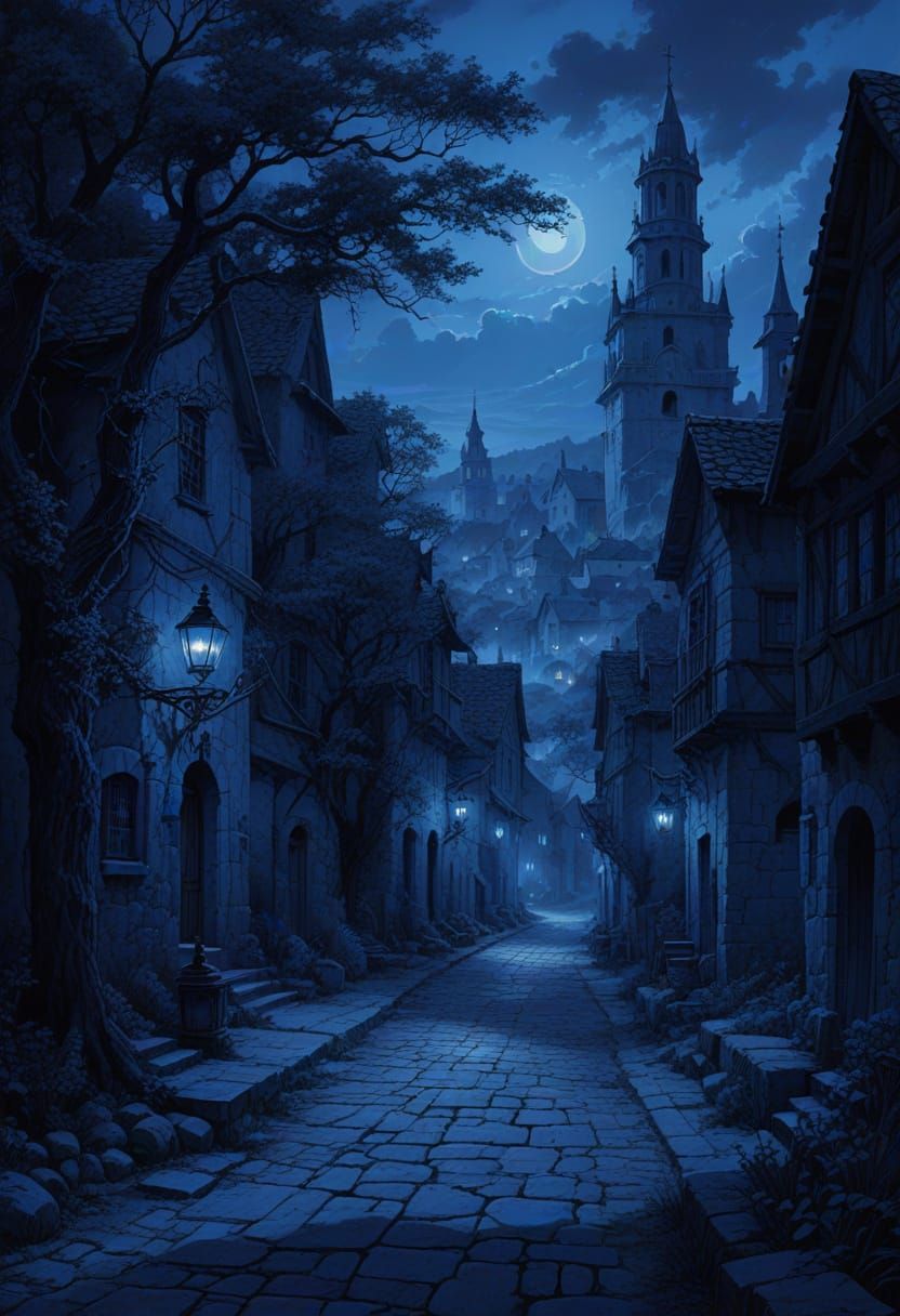 Ethereal 18th Century European Hamlet in Twilight