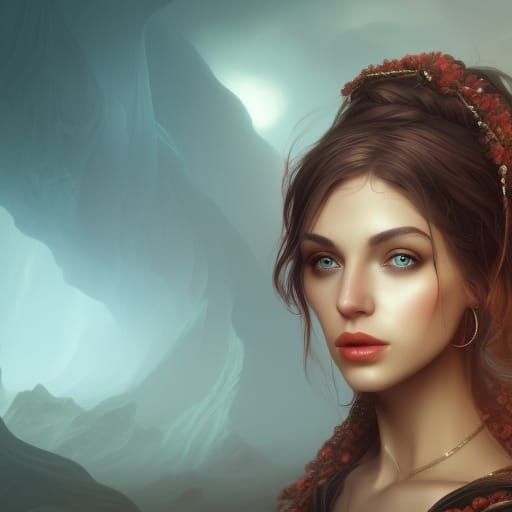 Detailed Portrait of a Beautiful Woman, Fantasy Concept Art