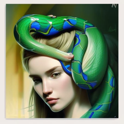 Stunning Medusa Portrait in Art Nouveau Style
