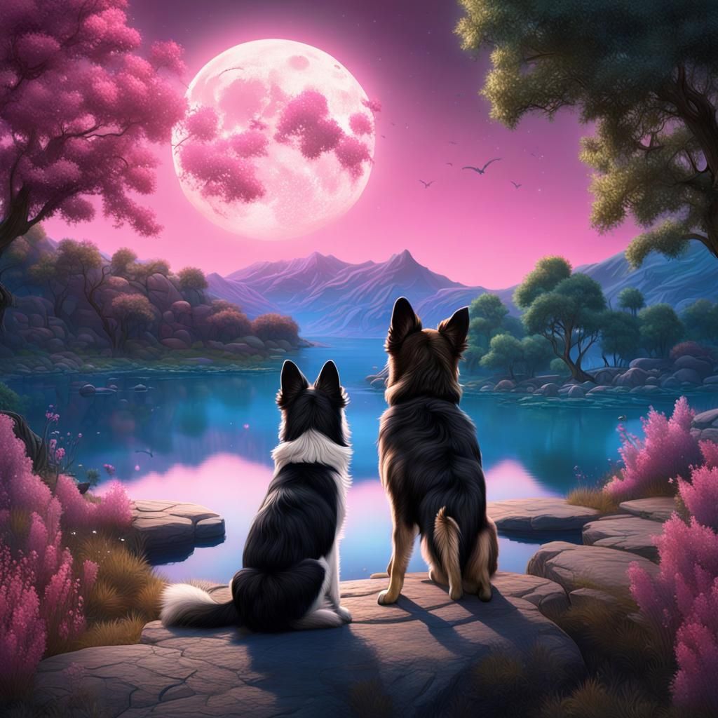 Puppies Under Blue Moon: Fantasy Concept Art