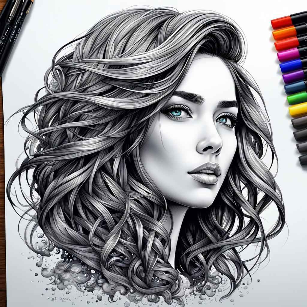Detailed Pen and Ink Hairstyle in Ultra HD