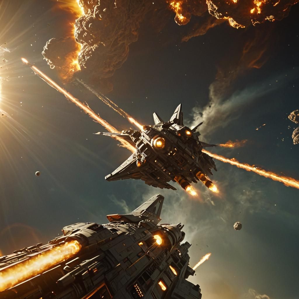 Spaceship Surfing a Solar Flare in Cinematic Style