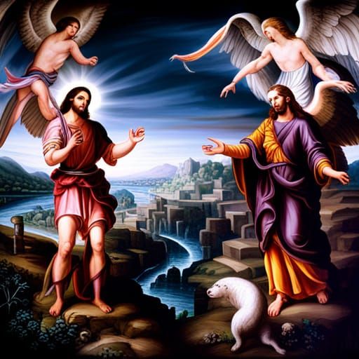 Jesus Christ with the Archangels: Bible Times Art