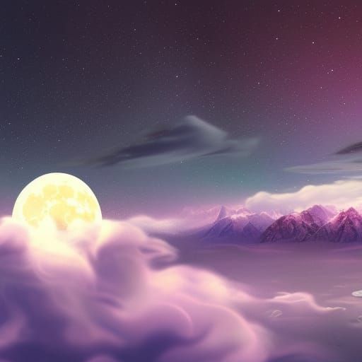 Celestial Moon and Stars in Dreamcore Galaxy
