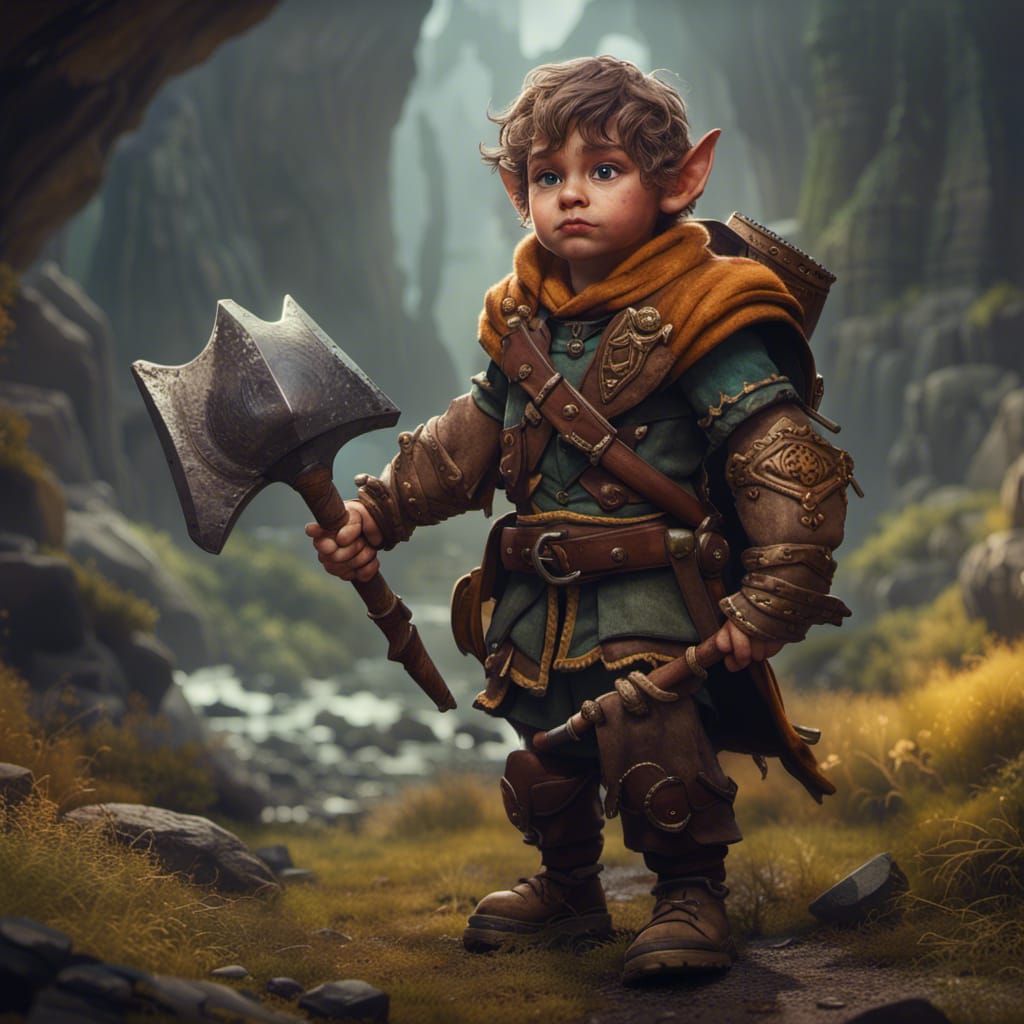 Halfling Ranger with Axe and Mace