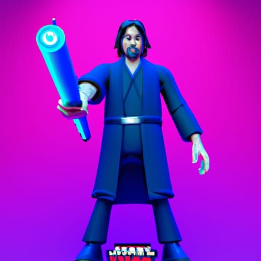 John Wick with Lightsaber: Pixar-Style 3D Render