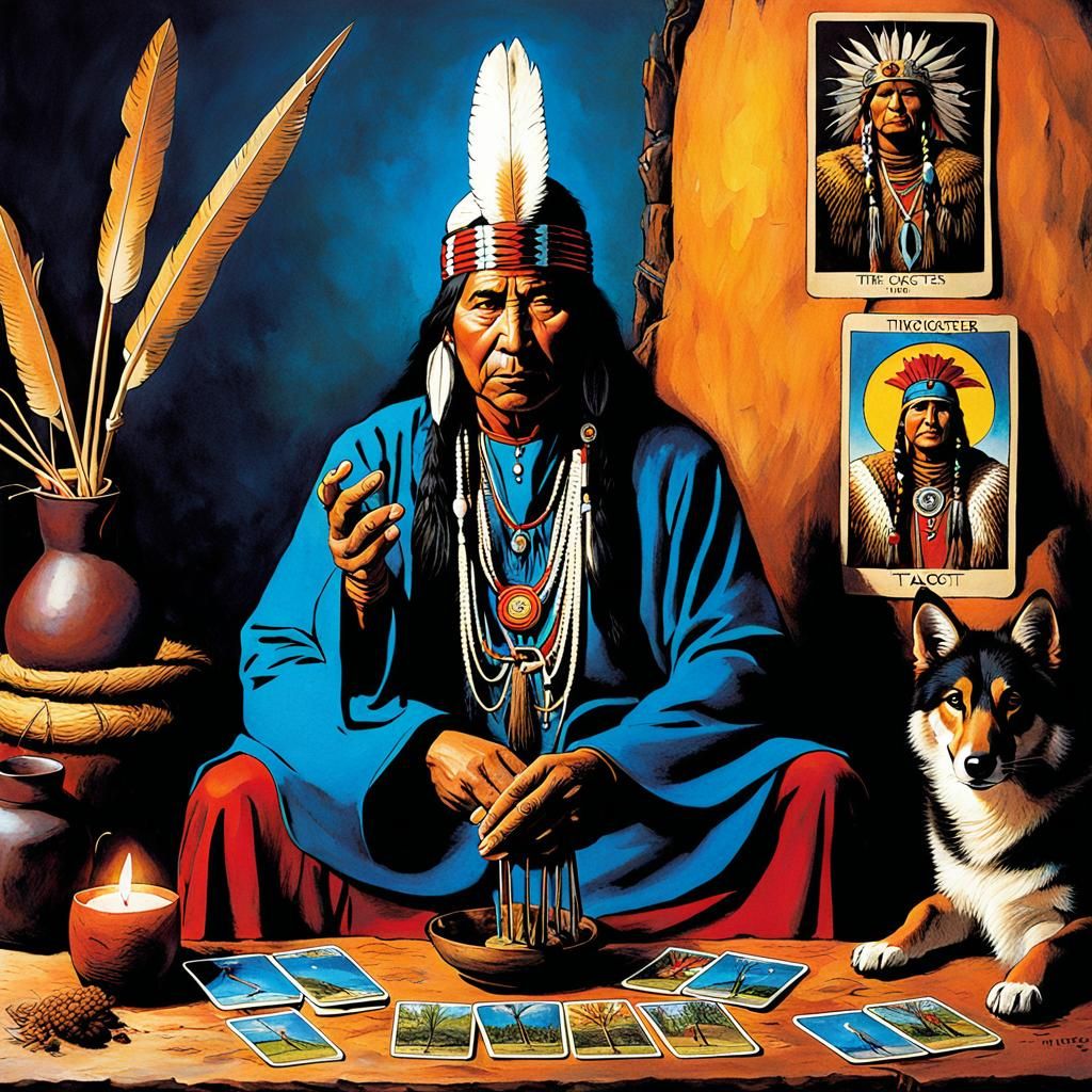 Native American Shaman Reads Trickster Tarot