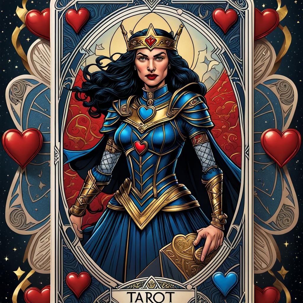 Wonder Woman Tarot Card with Intricate Details