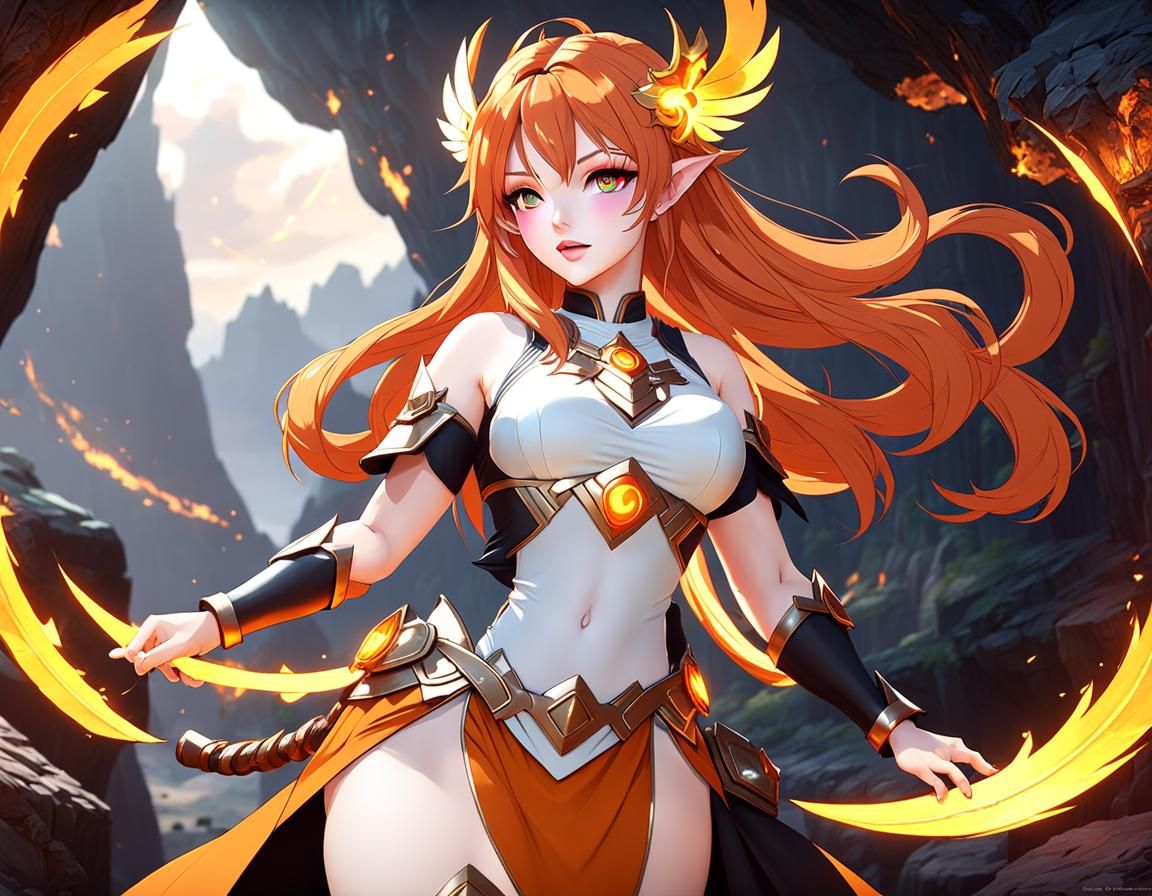Stunning Sun Mage in 3D Anime Style
