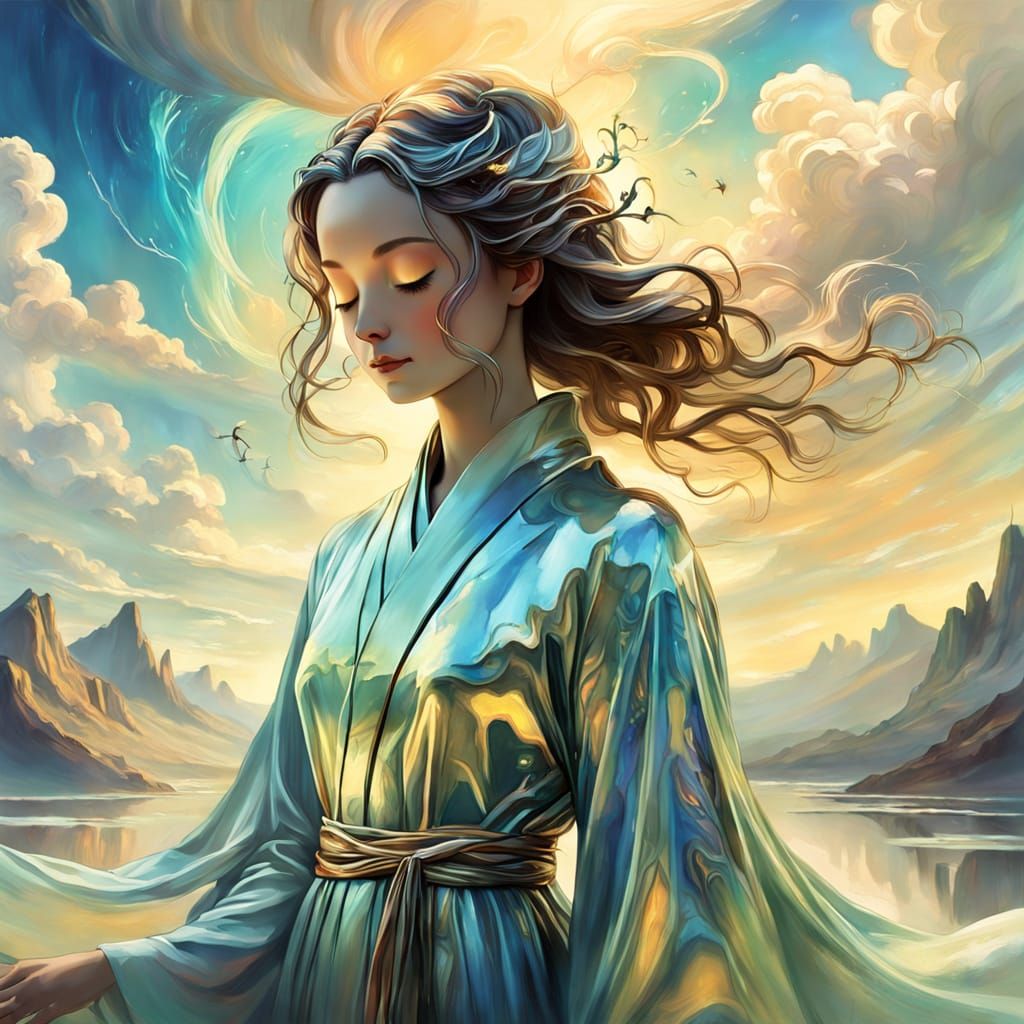 Ethereal Dreamer in a Surreal Paradise