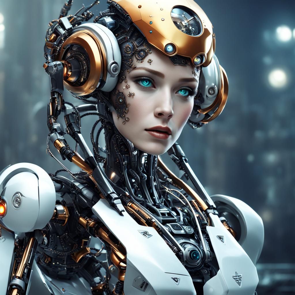 Beautiful Robotic Woman in Sci-Fi Style