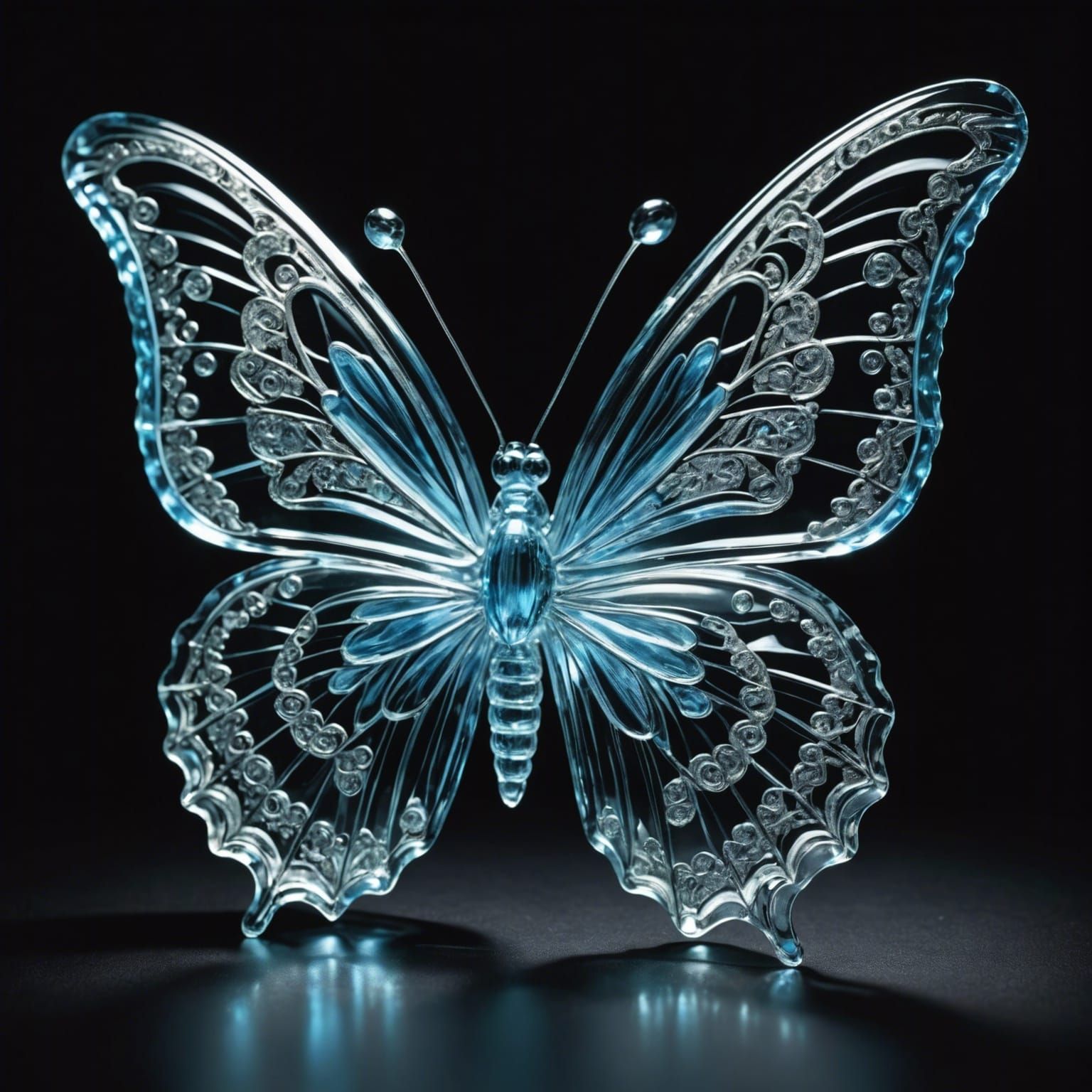 Delicate Glass Butterfly Sculpture