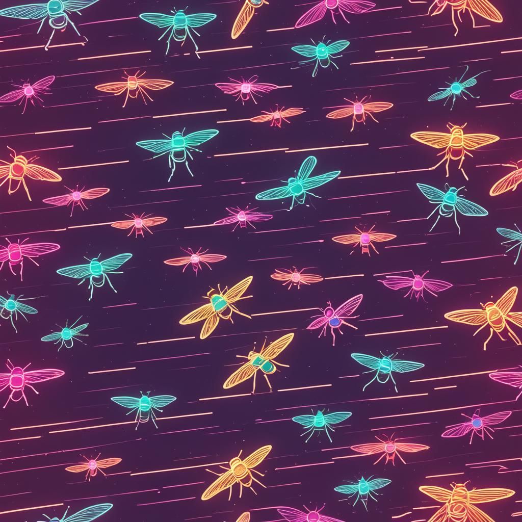 Synthwave Fly in Neon Retro Style