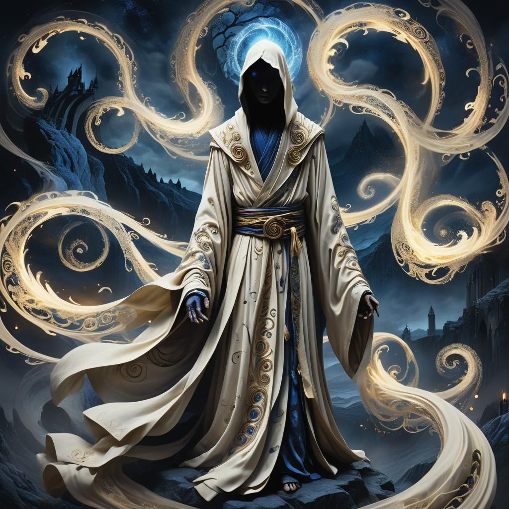 Mystical Figure in Gothic Landscape: Digital Art