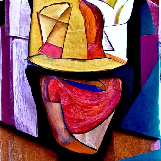 Cubist Painting of Woman in Hat