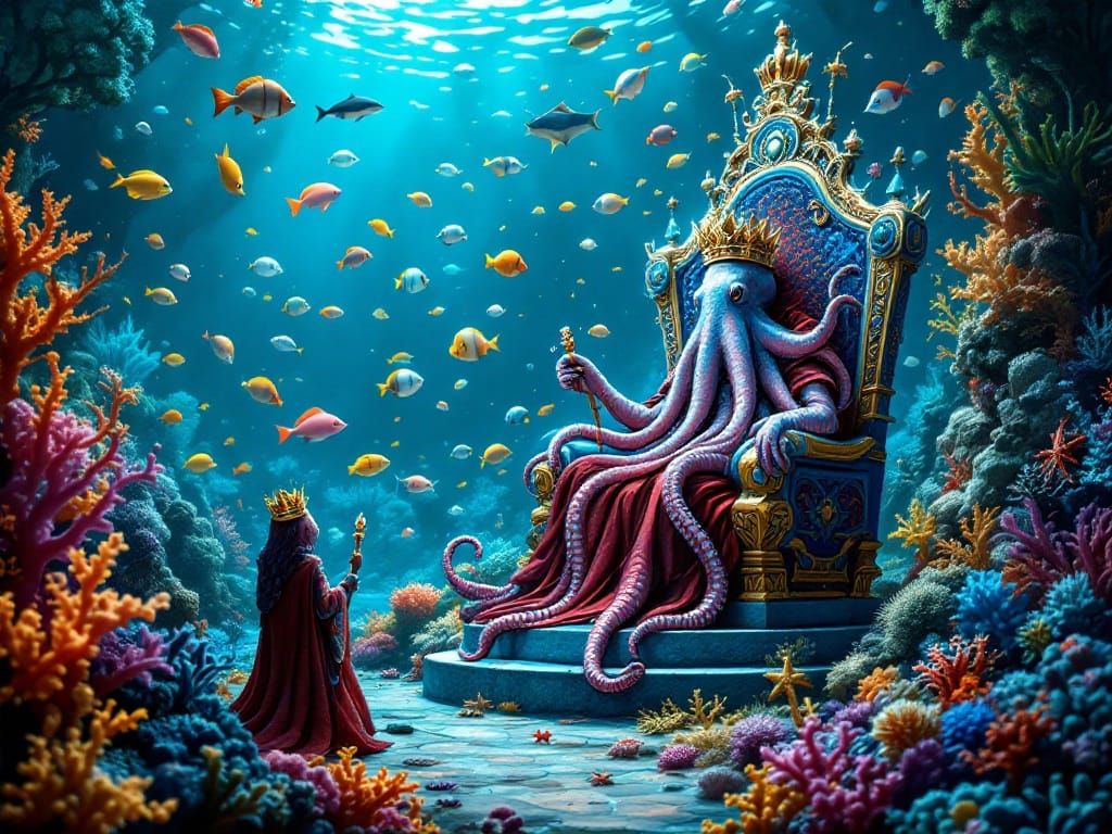 Grand Octopus King Reigns Over Vibrant Ocean Realm