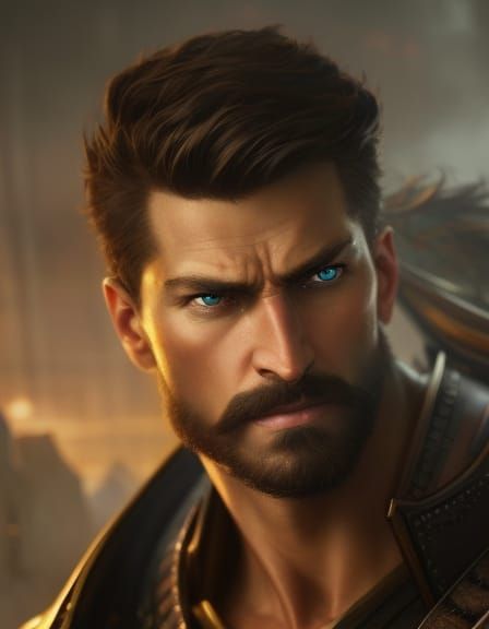 Germanic Barbarian Warrior Portrait in Digital Art Style