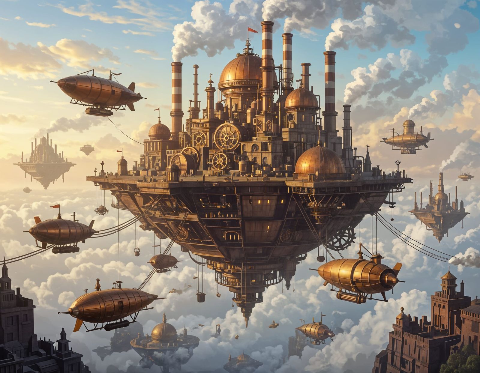 Victorian Industrial Fantasy Floating Fortress Islands