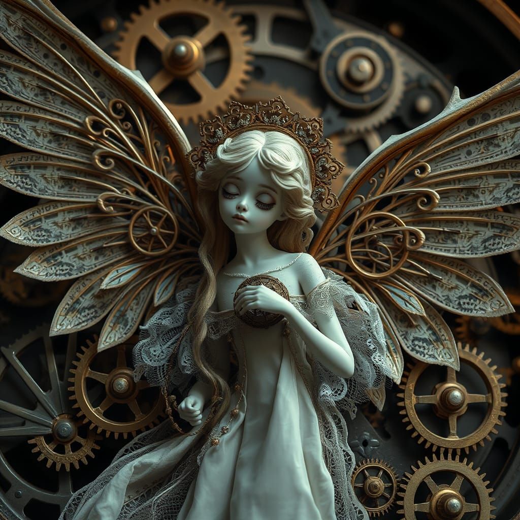 Mystical Clockwork Angel in Victorian Style