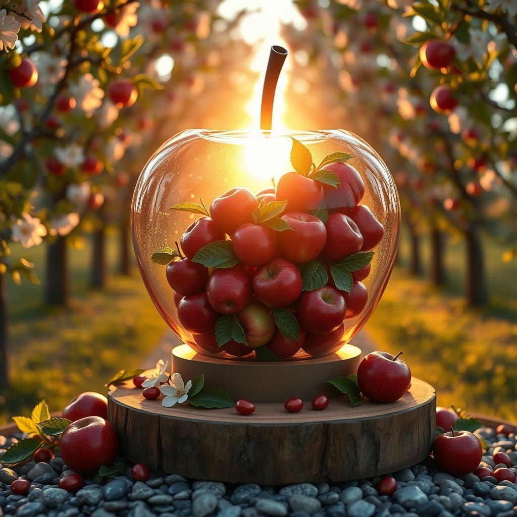 Enchanted Springtime Apple Vessel in Golden Hour