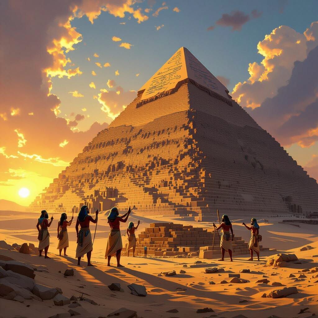 Epic Concept Art of Ancient Egyptians Building a Pyramid