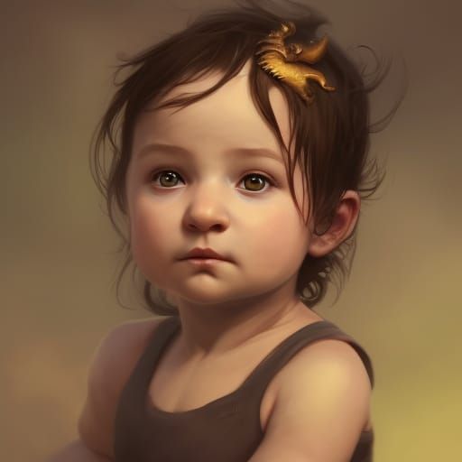 Adorable Baby Dragon Portrait in Hyperdetailed Style