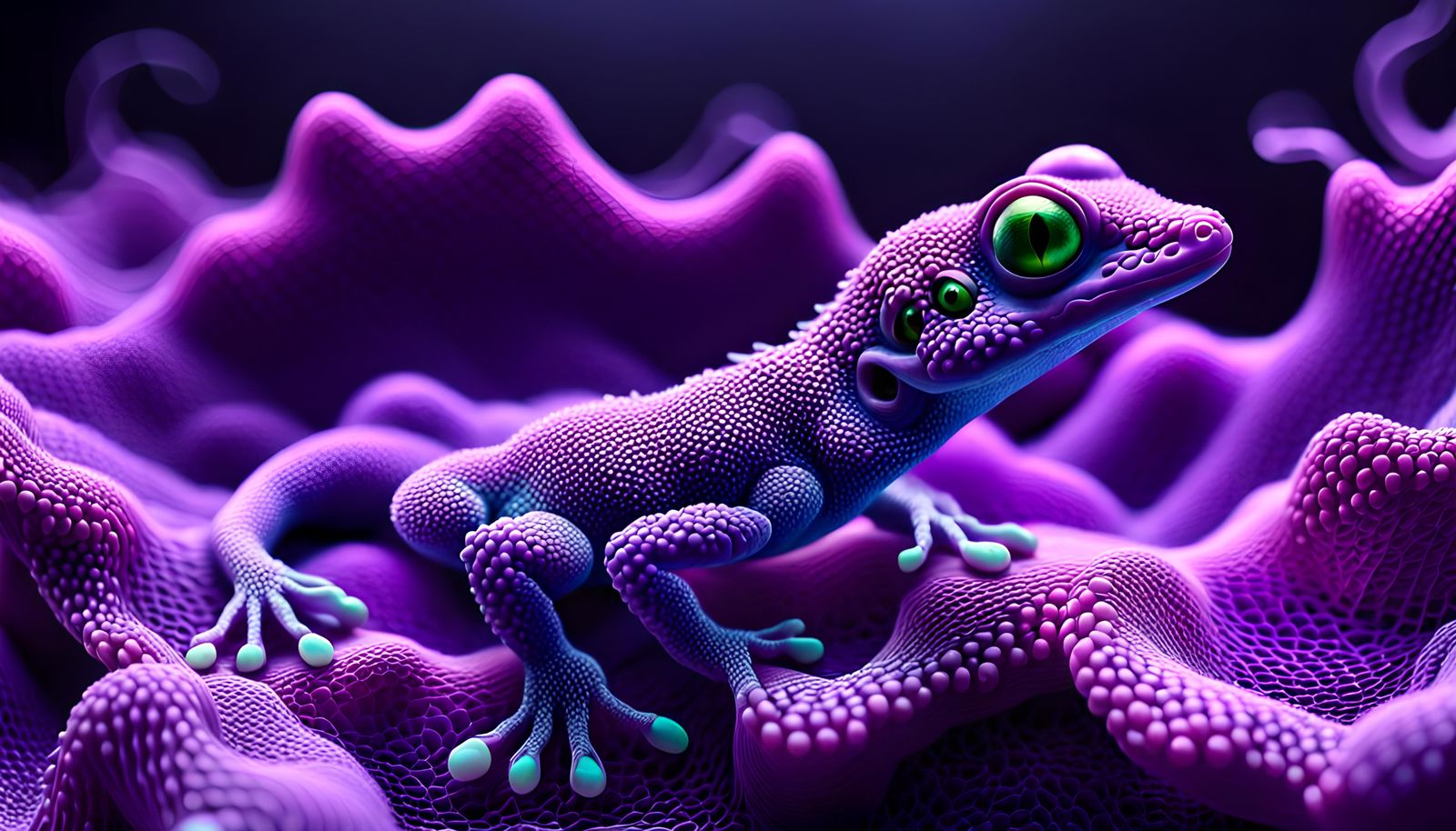Violet Gelatinous Gecko Parasite in Neon Colors