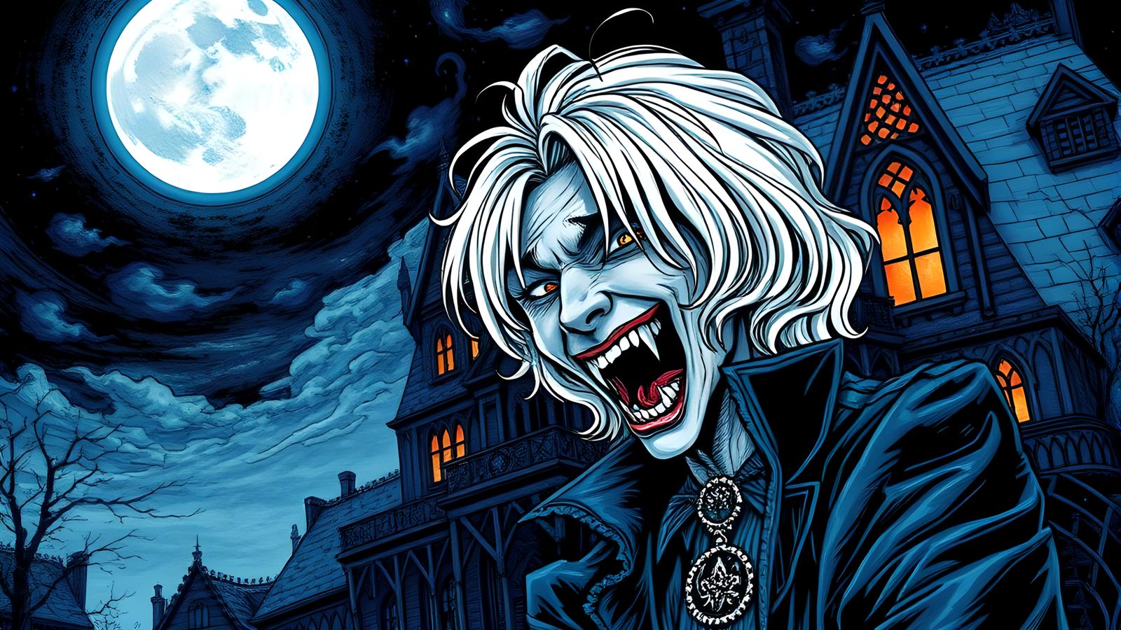 Gothic Vampire in Dark Fantasy Comic Style