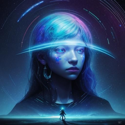 Cosmic Dreamscape: Holographic Astral Illustration