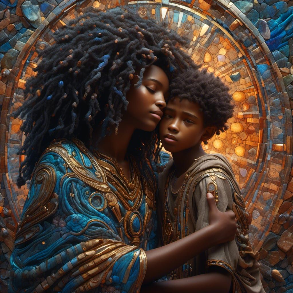 Jesus Comforts Boy: Detailed Matte Painting