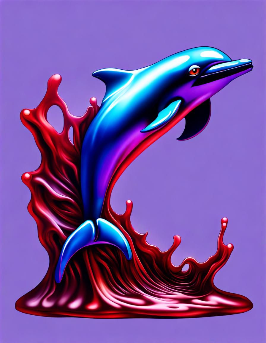 Molten Steel Dolphin Sculpture in a Fish Tank