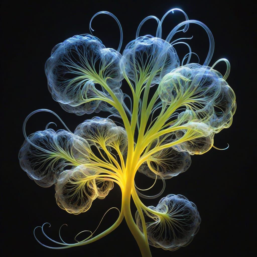 Celestial Fibrous Form in Radiant Light