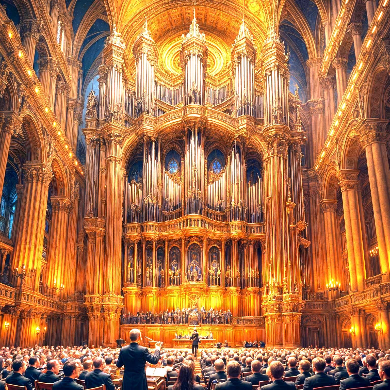 Orchestra with Giant Organ: Detailed Matte Painting