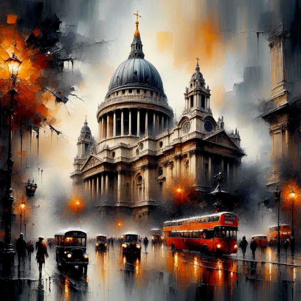 St Paul's Cathedral in Alcohol Ink Surrealism