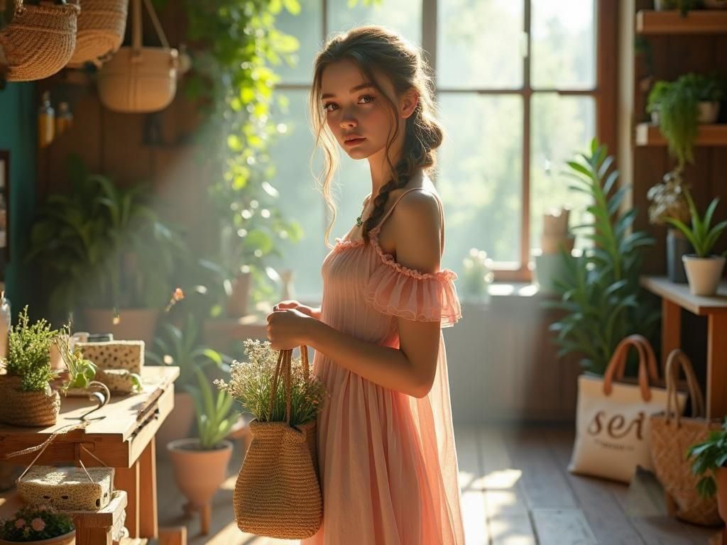 Ukrainian Lady in Eco-Store: Fantasy Concept Art