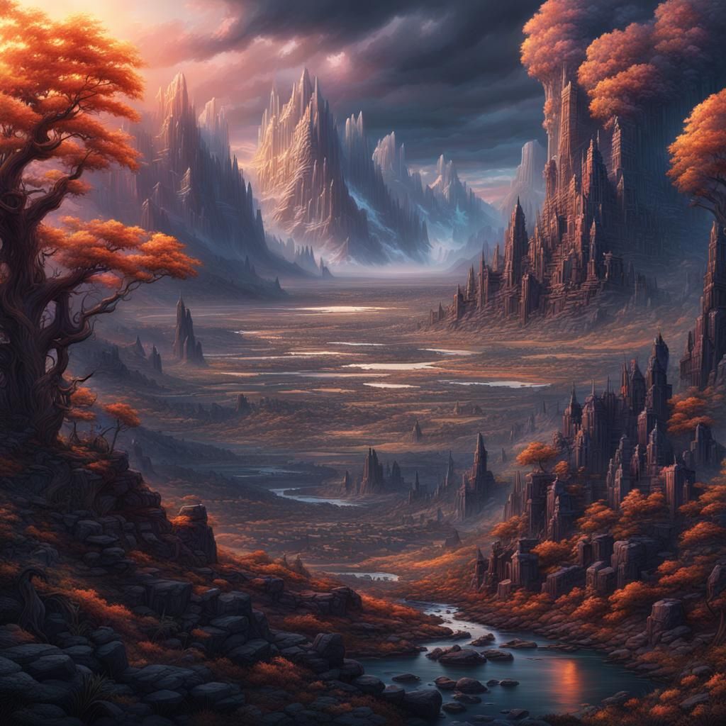 Iridescent Landscape: Epic Digital Matte Painting
