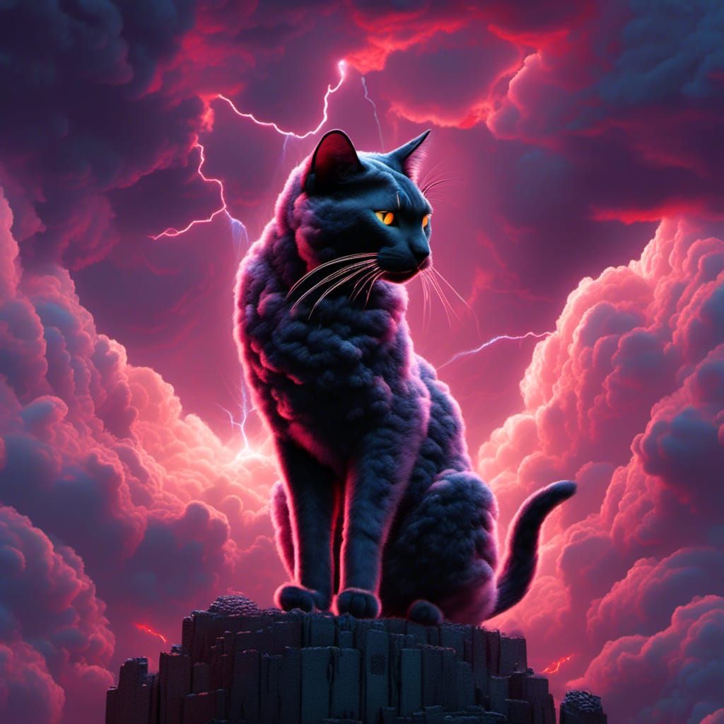 Scary Black Puma in Thunderstorm