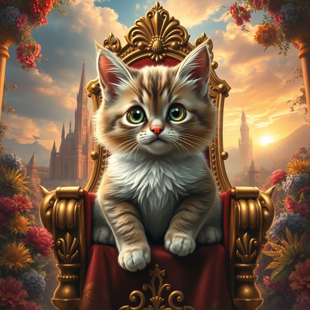 Regal Feline Monarch in Baroque Splendor